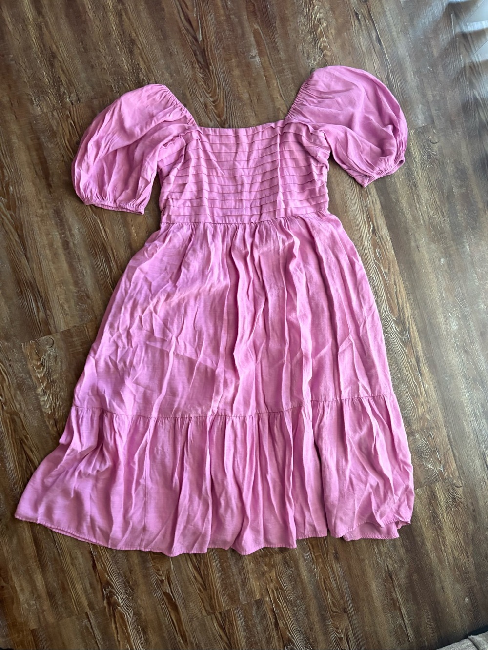 LC Lauren Conrad Rose-Pink Puff Sleeve Midi Dress